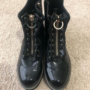 Beautiful DKNY black patent chunky platform boots